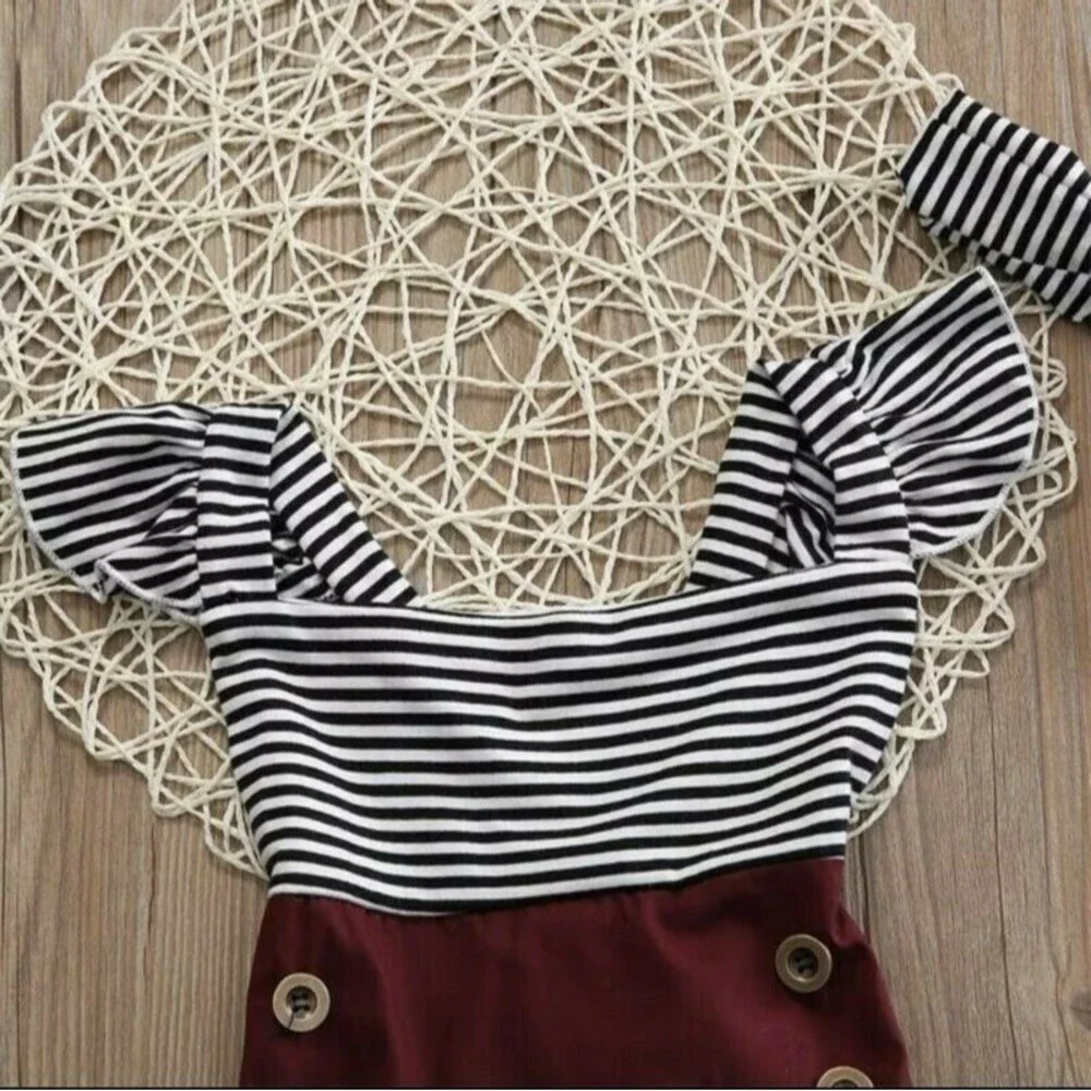 Toddler Baby Girl Boutique Romper Bodysuit Headband Outfit Set 9-12 Months NEW